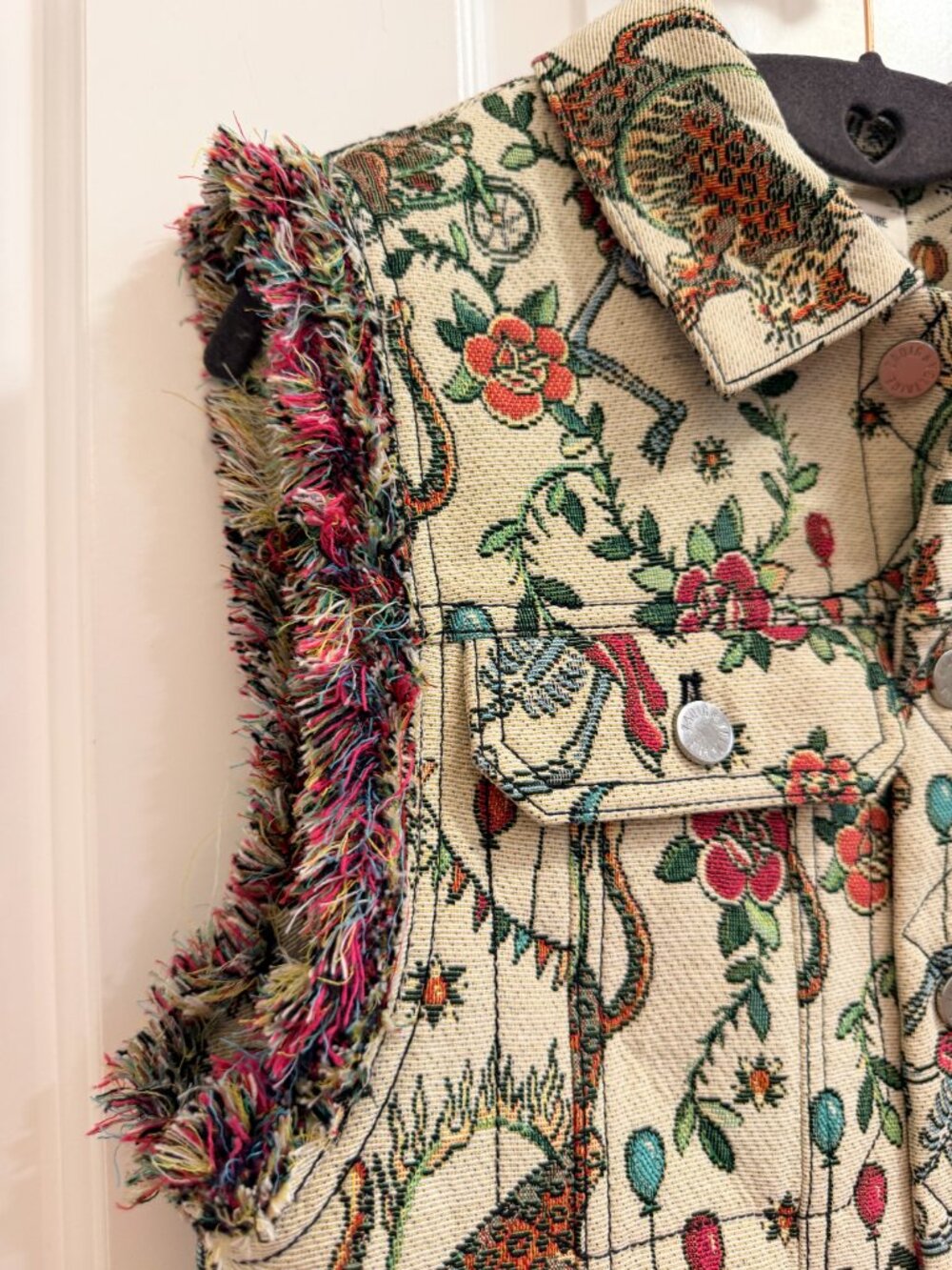 Zadig & Voltaire Kio Deluxe Tapestry Fringe Vest M - Picture 3 of 14